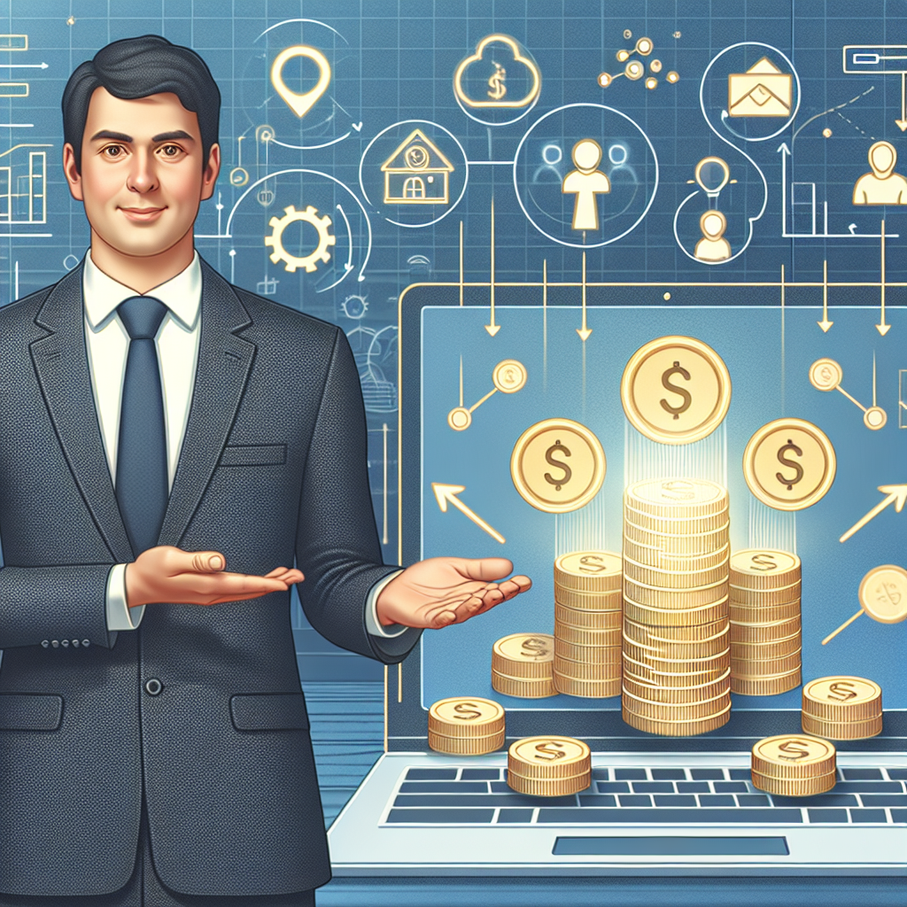 Norsk gründer presenterer en crowdfunding-kampanje foran en digital plattform, symboler for samfunnsstøtte, mynter og piler, moderne, profesjonell stil